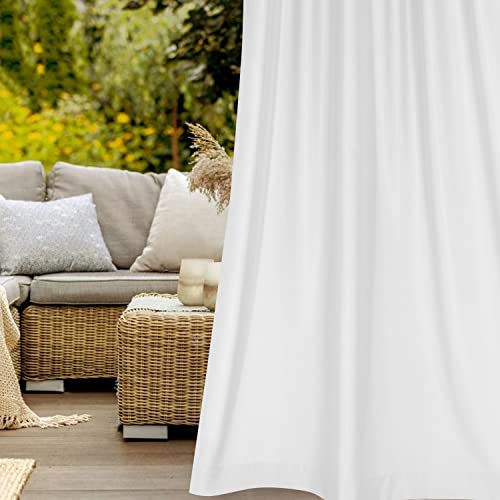 BONZER Outdoor Curtains for Patio Waterproof, Tab Top Weatherproof Outside Curtains for Porch, Pergola, Gazebo, Cabana, Pavilion, 1 Panel, 52x84 Inch, White