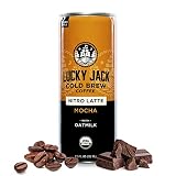 Lucky Jack Cold Brew Coffee Mocha - Draft Pour Nitro Latte w/ Oat Milk, 130mg Caffeine Per Serving -
