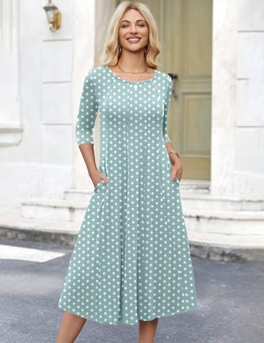 Image of HOTOUCH Women's 3 /4 Sleeve A-line and Flare Midi Long Dress