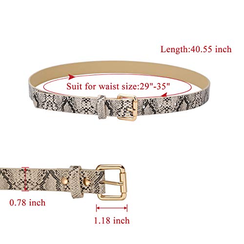 Ayliss Womens Belts Snakeskin PU Leather Slim Thin Waist Belt Casual for Jeans Dresses Pants2