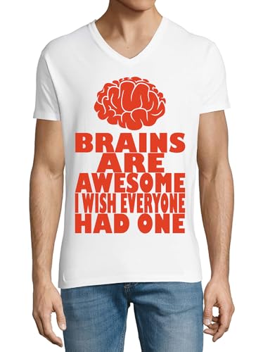 T-shirt col V homme coton blanc humoristique slogan drôle et original