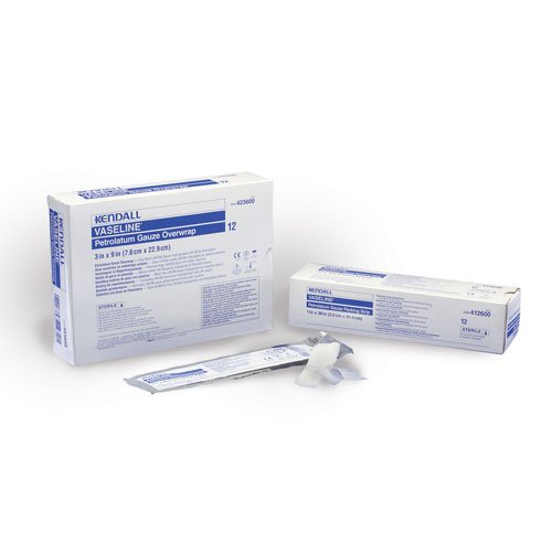 Covidien 8884413605 Sterile Petrolatum Gauze Dressing, Box of 50, Pouches, 3 x 9, In Foil Pack