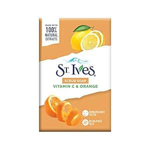 St. Ives Vitamin C & Orange Bathing Scrub Soap, Exfoliating Soap With Walnut & Coconut, 100% Natural Extracts For Natural Glowing Skin (Buy 4 Get 1 Free)