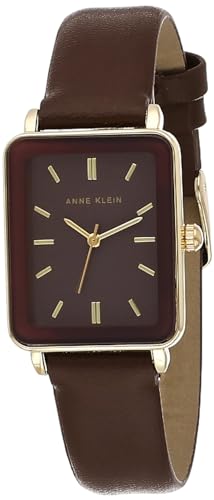 Anne Klein Women's Japanese Quartz Dress Watch with Leather Strap, Brown, 16 (Model: AK/3702BNBN)