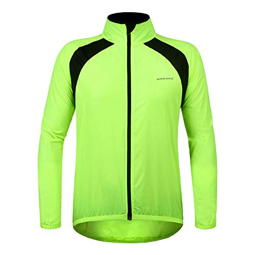 LSKCSH Hommes Femmes Vélo Cyclisme Veste Coupe-Vent Respirant Coupe-Vent À Manches Longues Jersey Sports de Plein Air Racing Randonnée Veste Manteau (Vert-2, XL) Cover