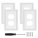 White Outlet Covers Wall Plate Modern Decorative Light Switch Cover Switch Plates Outlet Cover Bamboo Fiber...