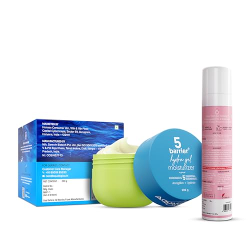 Image of Aqualogica Radiance + Dewy Sunscreen 50 g + 5 Barrier + Hydra Gel Moisturizer with Avocado & 5 Essential Ceramides - 200 g |SPF 50+ PA+++ for UVA /B & Blue Light Protection | 24-Hour Intense Hydration