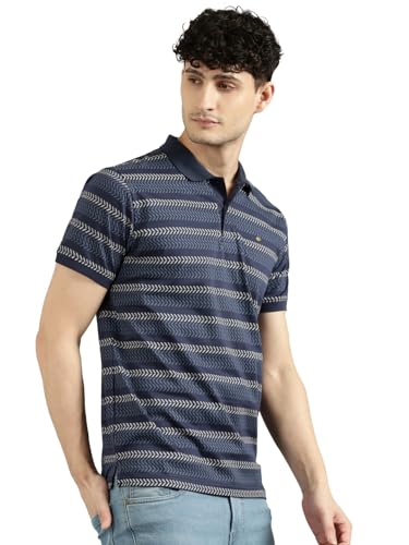 Image of JOVEN Mens Printed Polo Neck Half Sleeve Regular Fit Mercerised Cotton T-Shirt