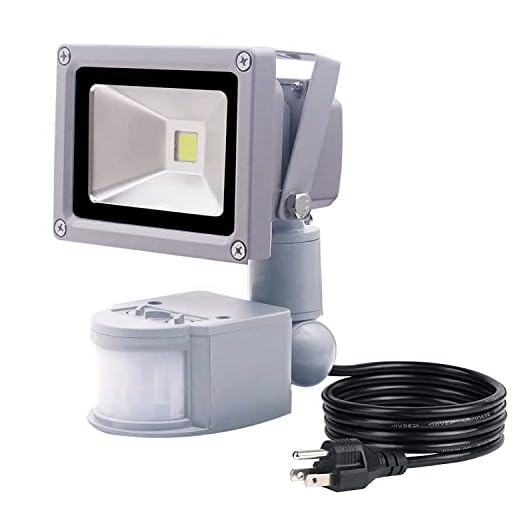 HANNAHONG 10W LED Motion Sensor Flood Light Plug in,PIR Induction Lamp,Dusk to Dawn Outdoor Auto ON/Off Spot,Security,Work,Light,6500K Daylight,IP66 Waterproof,for Garage Yard Patio Porch Lighting