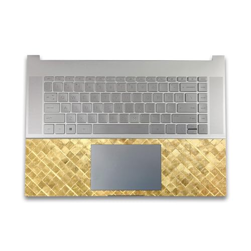 Image of Carbon Fiber Gaming Skin Compatible with HP Envy x360 16 inch (2023) - Gold Tiles - Premium 3M Vinyl Protective Wrap Decal Cover - Easy to Apply | Crafted in The USA by MightySkins