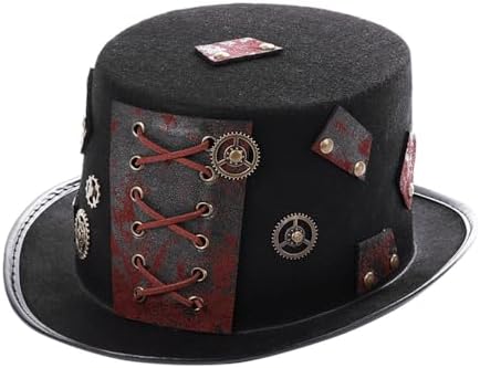 VICASKY Black Cowboy Hat Steampunk Goggles Mens Dress Hat Costume Rock Hat Masquerade Hat Gear Hat Vintage Cap Punk Hat Steampunk Hat Top Hat Headgear Clothing Womens Dome Accessories