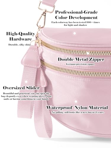 Image of Pure Colour Crossbody Bag Bum Bag for Women,Spacious Purse Fanny Packs Belt Bag,Oversized Bum Bag (Colour Bum Bag-Pink)