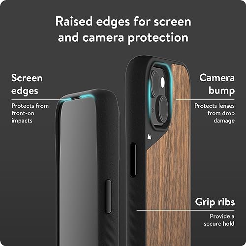 Image of Mous Wood For iPhone 15 Case Magsafe Compatible - Limitless 5.0 - Walnut - Protective iPhone 15 Case - Shockproof Phone Cover