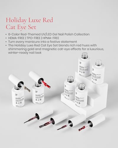 Set de esmaltes de gel cat eye rojo Holiday Luxe 6 colores miniatura 2