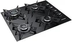 Cooktop 4 Bocas a Gás Itatiaia Electra Glass Mesa de Vidro Acendimento Superautomático Preto Bivolt