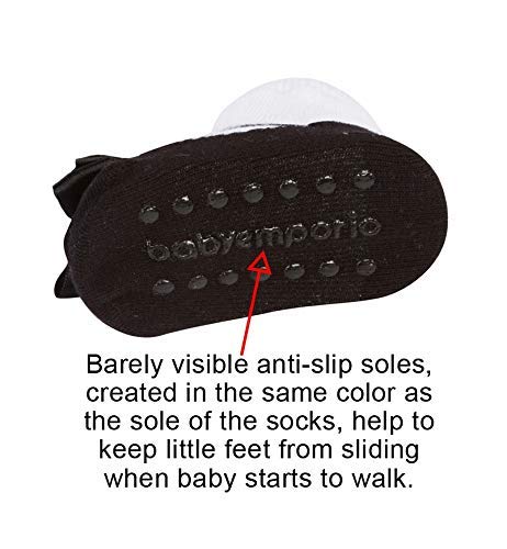 Baby Girl Socks With Mary Jane Shoe Or Sneaker Look - Anti-Slip Soles - Cotton - 3 Or 6 Pairs - Gift Package #TOP4