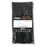 JelKen 200 Stück Kabelbinder Schwarz 300mm x 4,8mm, Selbstsichernd, UV-beständiges, Starke Nylon Kabelbinder für Zuhause, Büro und Gartenarbeit