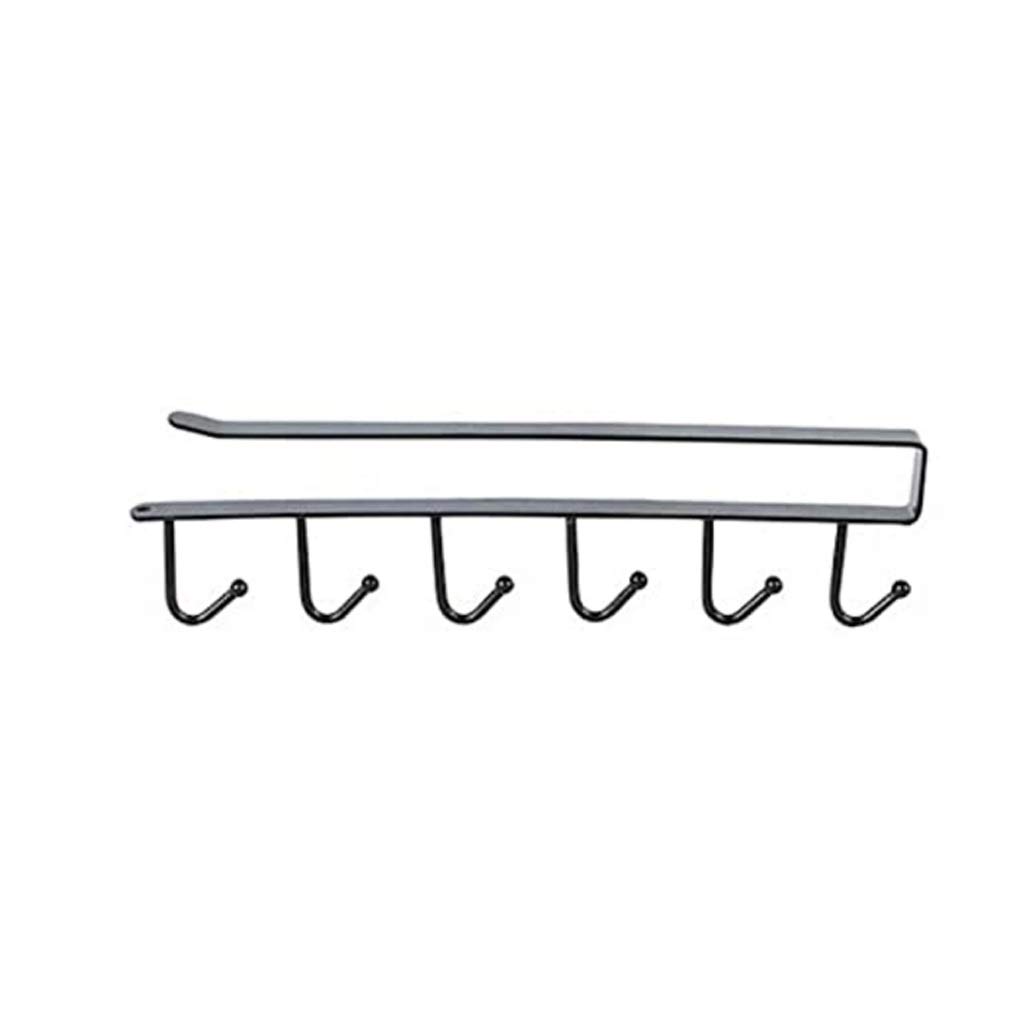 MOBYGKFY Wrought Iron Storage Rack, Cabinet Multi-Function Punch-Free Clothes Hook, Wardrobe Finishing Rack Row Hook Wardrobe Storage Rack Hook(Svart)