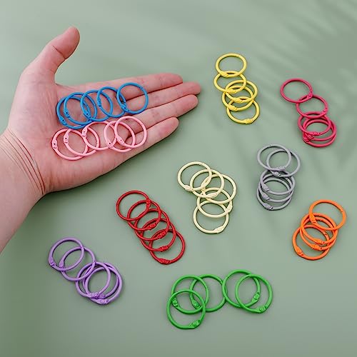 Image of Antner 50PCS Metallic Loose Leaf Binder Rings 1 1 /5 Inch Colorful Book Rings, Metal Steel Paper Rings Keychain Key Rings Index Cards Notebook Rings for School Office, 10 Colors (Pack of 2)