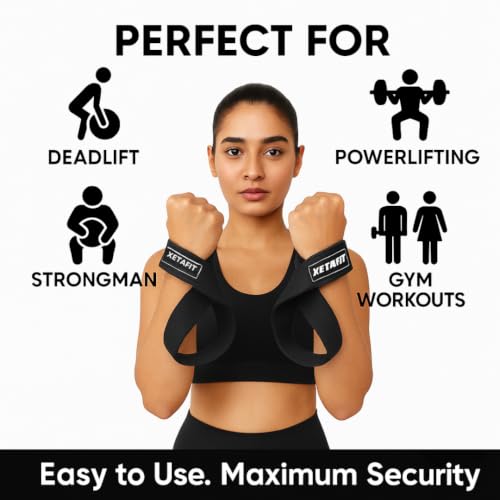 Image of Figure 8 Lifting Straps for gym | Powerlifting | Wrist Supporterand figure 8 lifting straps for Deadlifts | Padded Support - PAIR