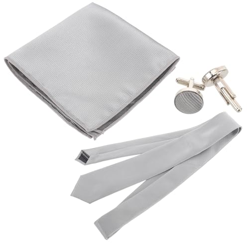 Set de corbata para hombre con pañuelo y gemelos miniatura 1