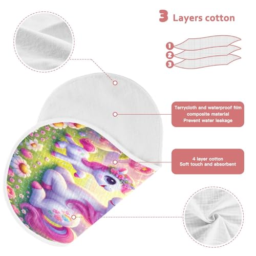 Unicorn Flowers Baby Burp Cloths Cotton Burp Clothes Absorbent Muslin Burp Cloths Soft Burp Cloth Rags for Girl Unisex Boy Newborn 1 Pack 22x11 Inches3