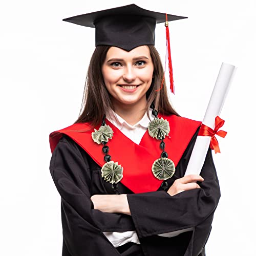 Tondiamo Hawaiian Kukui Nuts Lei 37'' Acrylic Black Hawaiian Luau Party Lei Necklace with Bow 5