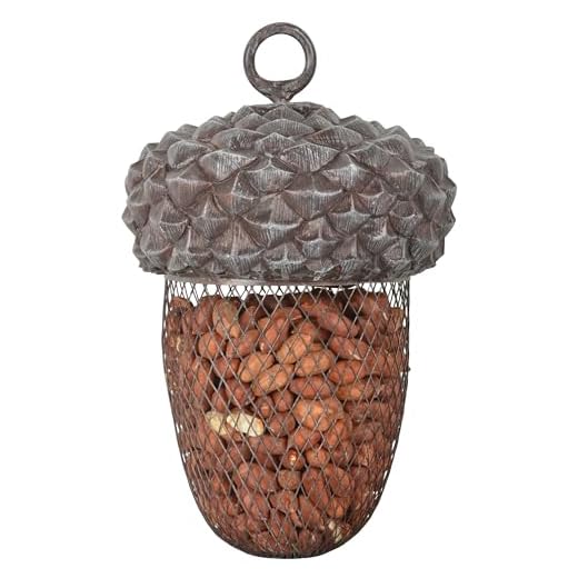 Esschert Design Futterstelle Eichel aus Polyresin und Metall, 14,0 x 14,0 x 22,2 cm