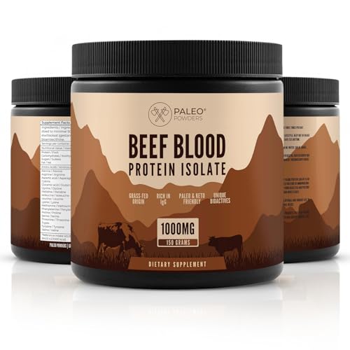 Paleo Powders Rinderblut Protein Isolat – Grasgefütterte Neuseeland Rinder, Hoher IgG-Gehalt, Bioaktive Peptide, Neutraler Geschmack, GMP-Qualität