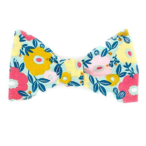Noeud papillon fleuri retro be pop 70's chic pour costume de mariage et soiree
