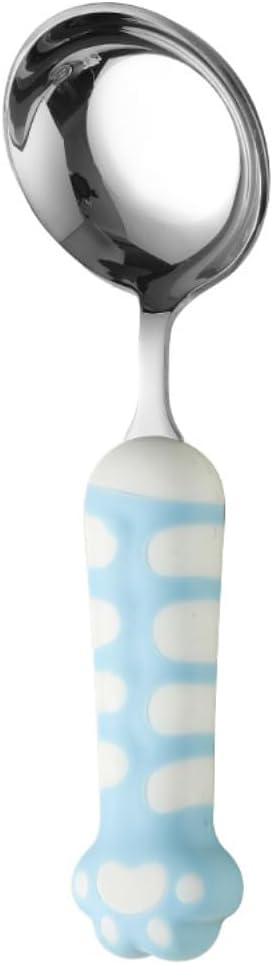 2PC-316 stainless steel flat-bottomed round spoon cute cartoon personality tableware-pink round spoon