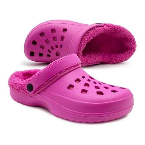 IMTY Womens Clogs Warm Fur Lined Thermal Garden Clogs Lightweight EVA Slip On Slippers Kitchen Nurse Indoor House Shoes Sandals Cover