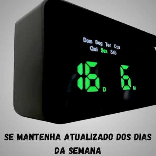 Relógio Despertador Digital Led Com Visor De Temperatura Brilho Ajustável Perfeito para Casa Escritó