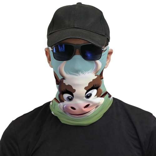 Neck Gaiter Cute Cow Face Mask for Travel Face Cover Scarf for Men Women Elastic Headbands Wind-proof Bandana for Skiing Fishing Hiking Cycling3
