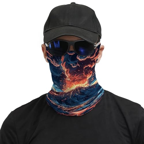 Neck Gaiter Depicts A Volcano Face Mask for Travel Face Cover Scarf for Men Women Elastic Headbands Wind-proof Bandana for Skiing Fishing Hiking Cycling3