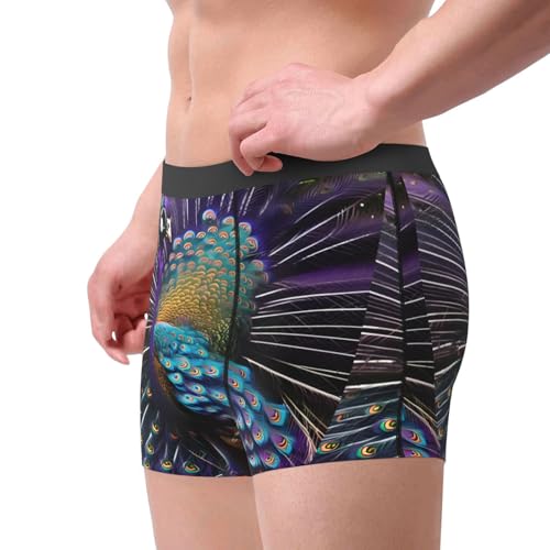 Purple Peacock Print Essential Boxer Briefs,Elasticated Trunks For Men,Men'S Underwear Boxer Briefs4