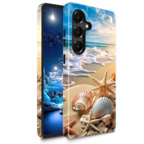 Bxgolkgd TPU+PC Phone Case for Galaxy S26 Plus 6.7",Dual Layer Shockproof Protective Cover,Anti-Fall Rugged Shell for Men Women,Beach Shell Starfish