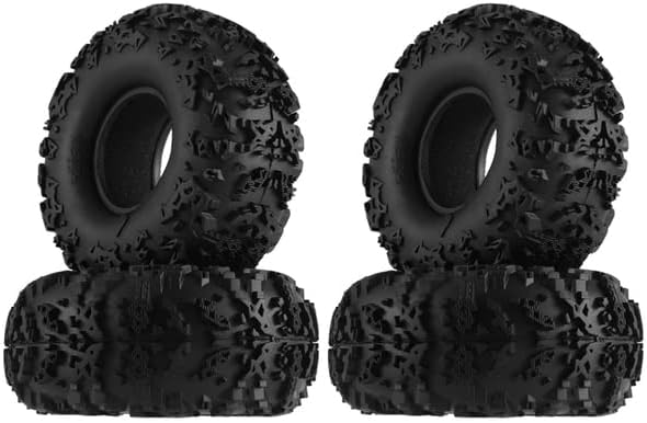 4PCS 142Mm 2.2 Inch Wheel Tyre for 1/10 RC Crawler Car Axial SCX10 Wraith Capra RR10 TRAXS RTX4 YK4082 Parts Accessories - (Color: Black)