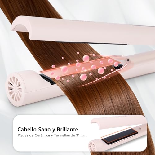AraSyloen Plancha y Rizador 2 en 1 para Cabello - Plancha Alisadora y Rizadora de Cerámica Iónica 31mm, 5 Temperaturas (140°C-220°C), Calentamiento Rápido en 30s, Ideal para Todo Tipo de Cabello - imagen 3