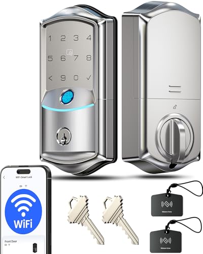 Veise VE027 WiFi Smart Lock Fingerprint Keyless Entry Deadbolt Satin Nickel