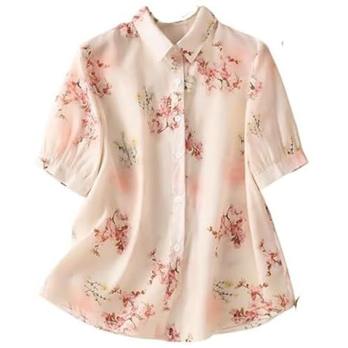 Image of Gufrina Women Floral Printed Shirt Short Sleeve Button Down Top | Casual Summer Blouse Lightweight Soft Fabric Regular Fit Stylish Top