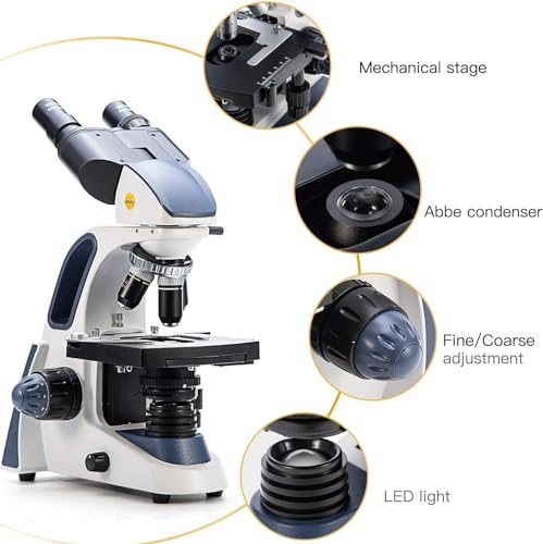 SWIFT SW380B Binocular Compound Microscope,40X-2500X with 2.0MP Camera,100pcs Microscope Slides,Microscope Kit for Students School Lab by SWIFT - Image 2