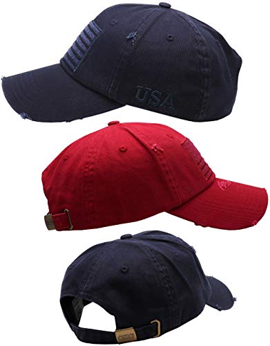 Image of Antourage American Flag Unisex Baseball Hat for Men and Women | USA Flag Mesh Snapback Flat Visor Cap + 2 Patriotic Patches