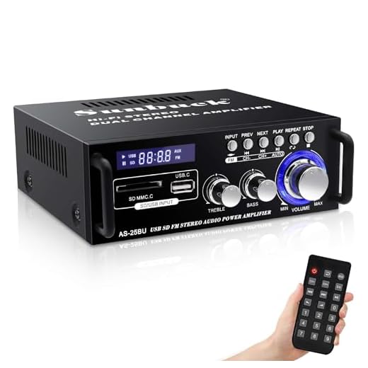 Sunbuck Max 300Wx2 Home Stereo Amplifier, Bluetooth Stereo Receiver, Hi-Fi Small Speaker Receiver, 2 Channel Amplifier Home Audio with Remote Control, USB2.0, Outdoor Receiver for Speakers, AS-25BU
