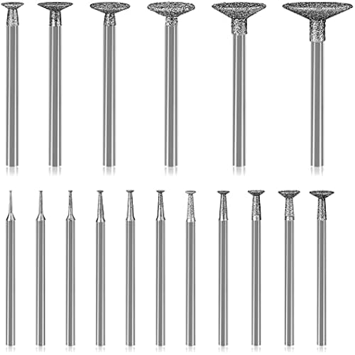 17Pcs Diamond Grinder Bits for Dremel Bits, 3/32" 1/8" Shank Sanding Bit