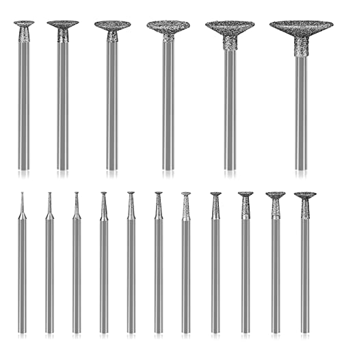 17Pcs Diamond Grinder Bits for Dremel Bits, 3/32" 1/8" Shank Sanding Bit