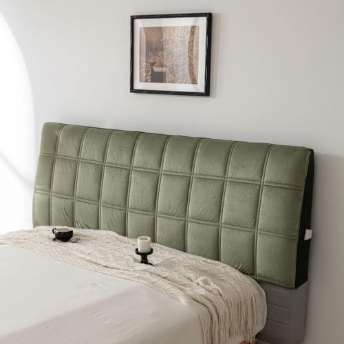 Image of HOMETHREADS Velvet Padded Headboard Cover with Foam - Soft, Wrinkle-Resistant Bed Back Protector, Suitable for Wooden, Leather & Upholstered | Fits 6 ft Headboards only (68x180 cm)(Green)
