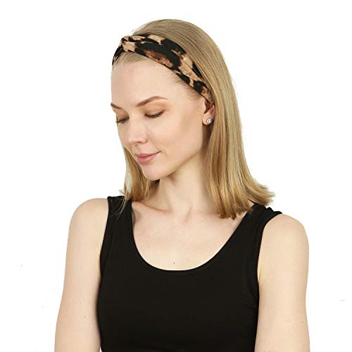 Folora 4Pcs Leopard Print Twisted Criss Cross Elastic Headbands Soft Cotton Hair Bands For Women Girls #TOP4
