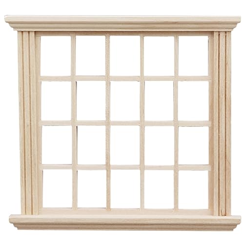 LOGOFUN Doll House Window 1: 12 Scale Miniatures Wood Windows Mini Window Frame Model for Doll Houses Furniture Decoration