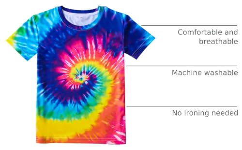 Image of Kids Tie Dye Shirt 6-18 Years Children Hippies Senior Tie-Dye Tee Tshirt for Boys' Girls'